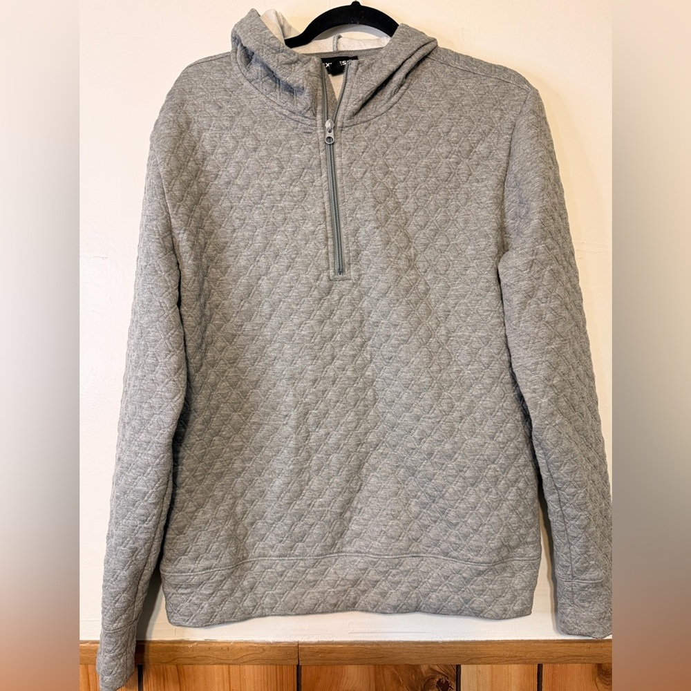 Express Men's Gray Zip-Up Quilted Sweater